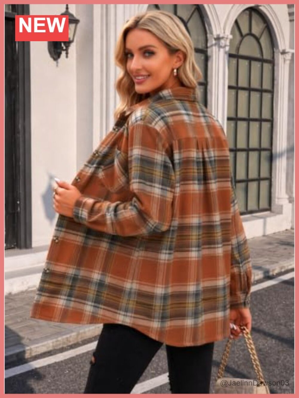 Women's Plaid Flannel Button Down Shirt Long Sleeve Casual Fall Top - Picture 5 of 6